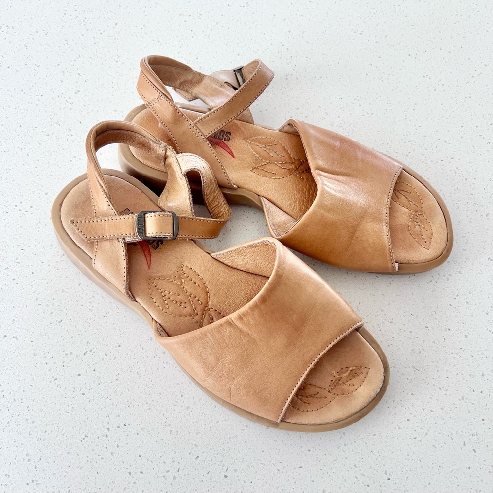 PIKOLINOS Tan Leather Open-Toe Slingback Sandals